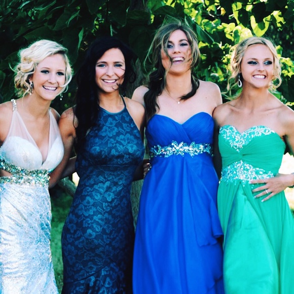 Formal Lace Gown - Backless Gunmetal Gray - Picture 3 of 4